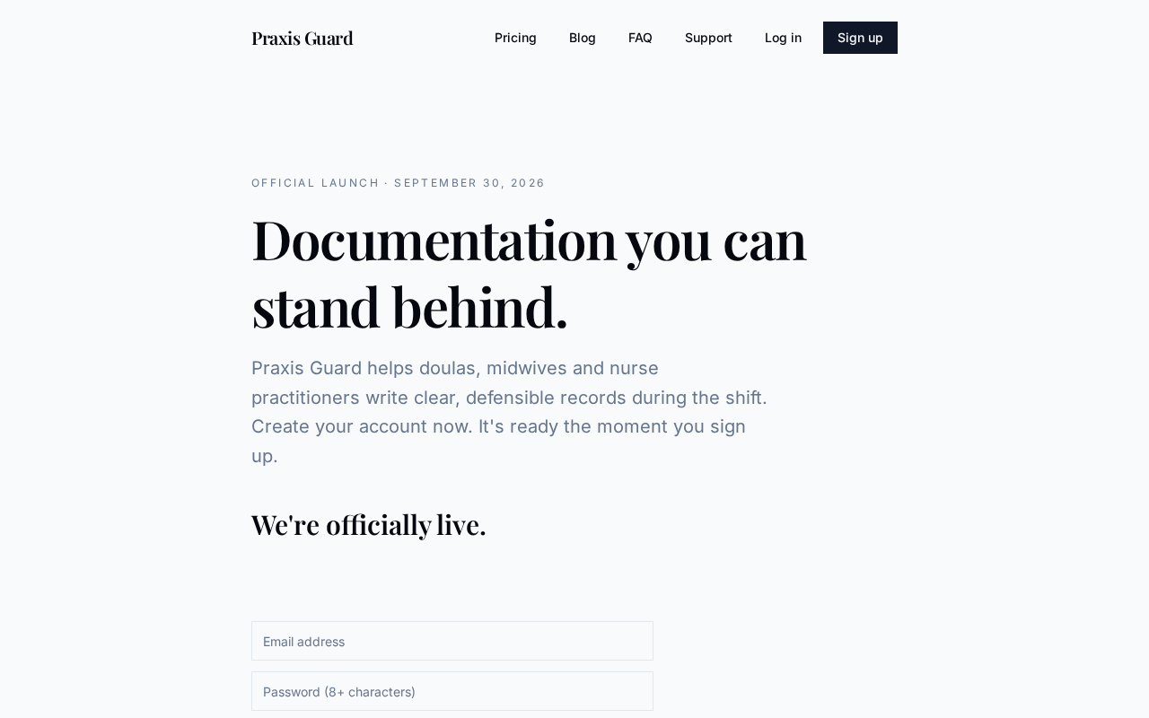 Praxis Guard homepage screenshot